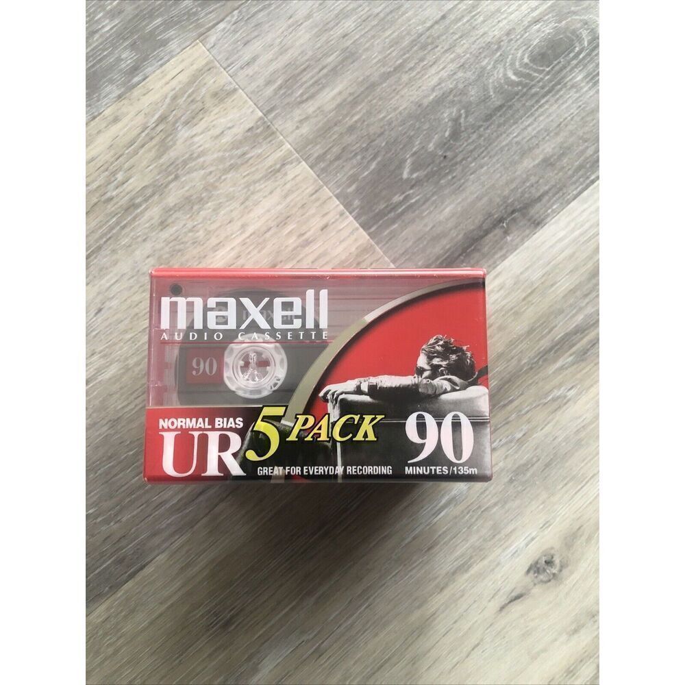 Maxell UR 90 Cassette Tape (5PK) Normal Bias  / 90 Minute Audio Tape. Sealed